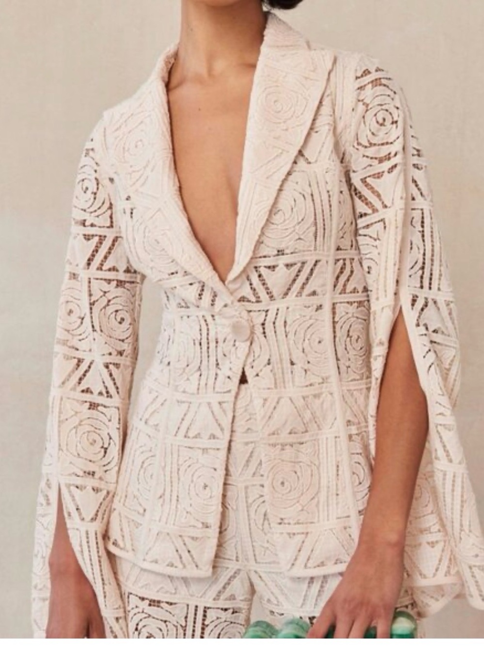 Cult Gaia white embroidered lace jacket
